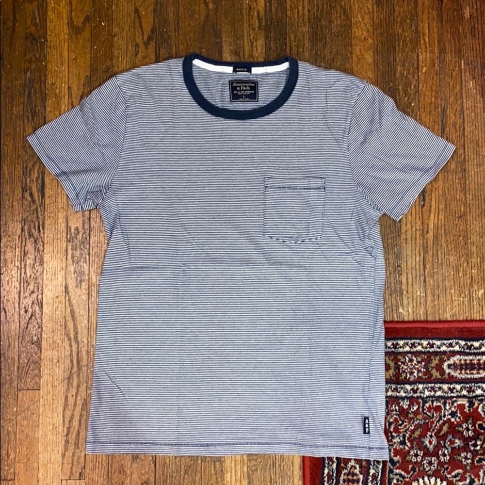 Navy micro stripe short sleeve tee